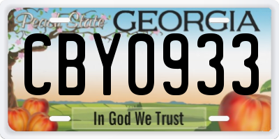 GA license plate CBY0933
