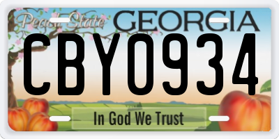 GA license plate CBY0934