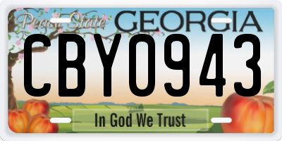 GA license plate CBY0943