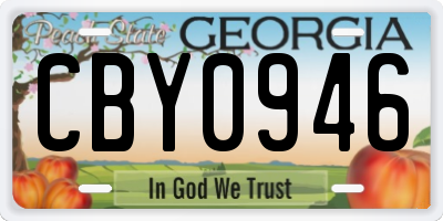 GA license plate CBY0946