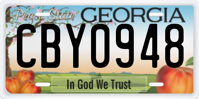 GA license plate CBY0948