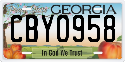 GA license plate CBY0958