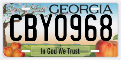 GA license plate CBY0968