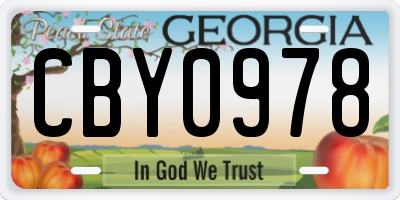 GA license plate CBY0978