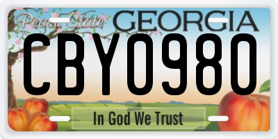 GA license plate CBY0980