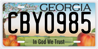 GA license plate CBY0985