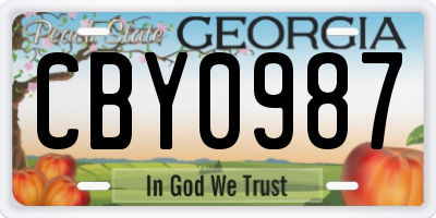 GA license plate CBY0987