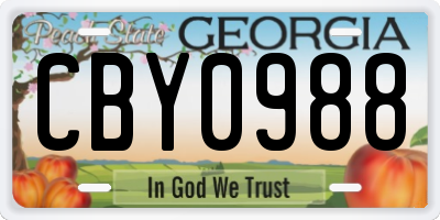 GA license plate CBY0988