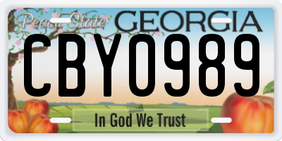 GA license plate CBY0989