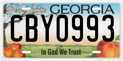 GA license plate CBY0993