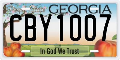 GA license plate CBY1007