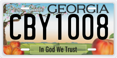 GA license plate CBY1008