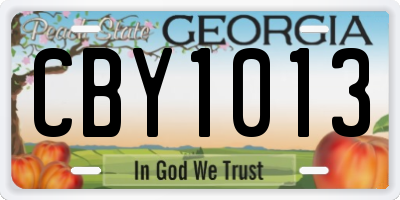 GA license plate CBY1013
