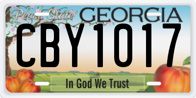 GA license plate CBY1017