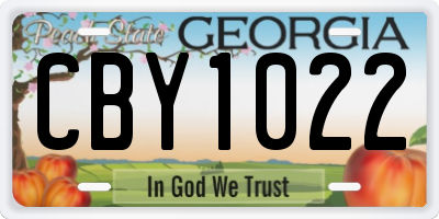 GA license plate CBY1022