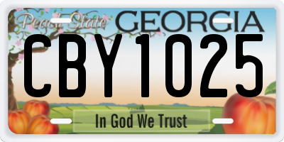 GA license plate CBY1025