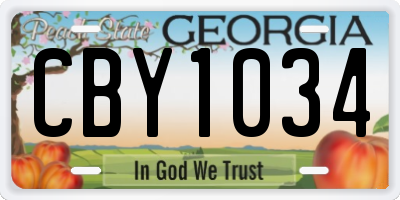 GA license plate CBY1034