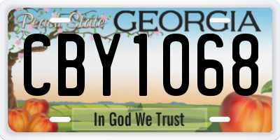 GA license plate CBY1068