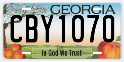 GA license plate CBY1070