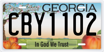 GA license plate CBY1102