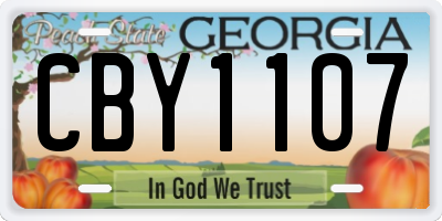 GA license plate CBY1107