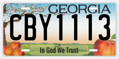 GA license plate CBY1113