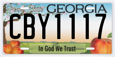 GA license plate CBY1117