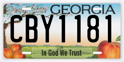 GA license plate CBY1181