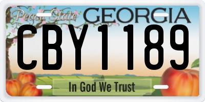 GA license plate CBY1189