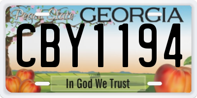 GA license plate CBY1194