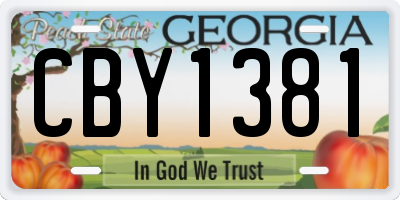 GA license plate CBY1381