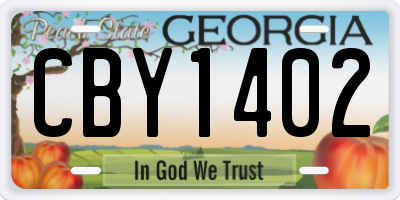 GA license plate CBY1402