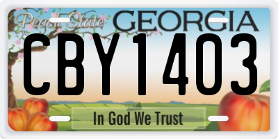 GA license plate CBY1403