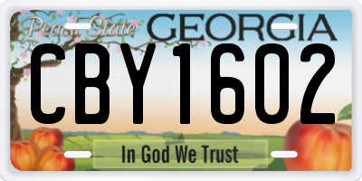 GA license plate CBY1602