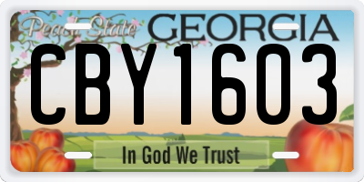 GA license plate CBY1603