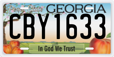 GA license plate CBY1633