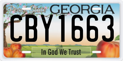 GA license plate CBY1663