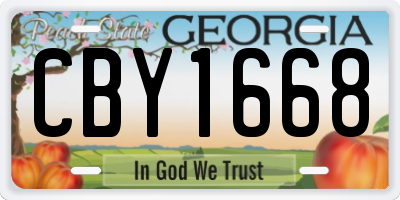 GA license plate CBY1668