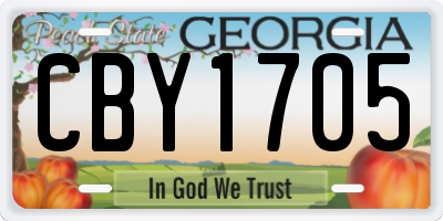 GA license plate CBY1705