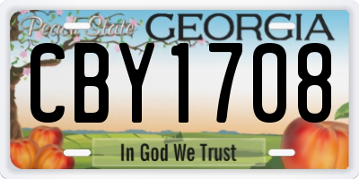GA license plate CBY1708