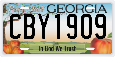 GA license plate CBY1909
