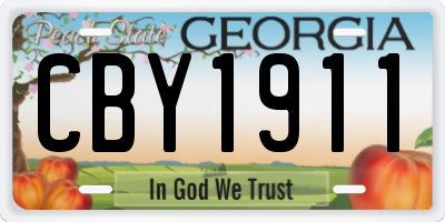 GA license plate CBY1911