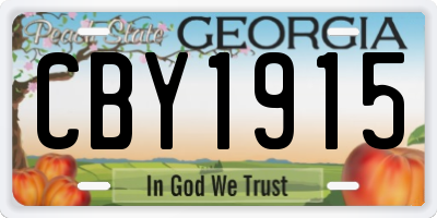 GA license plate CBY1915