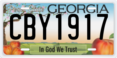 GA license plate CBY1917