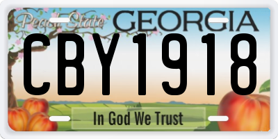 GA license plate CBY1918