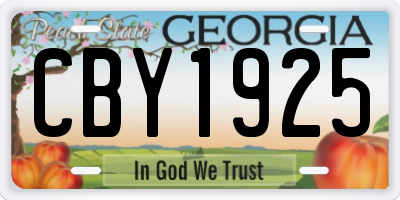 GA license plate CBY1925