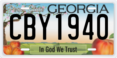 GA license plate CBY1940