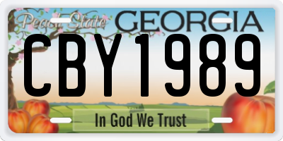 GA license plate CBY1989