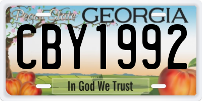 GA license plate CBY1992