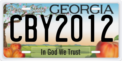 GA license plate CBY2012